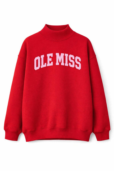 Embroidered Ole Miss  Gingham Mock Neck - PRE ORDER