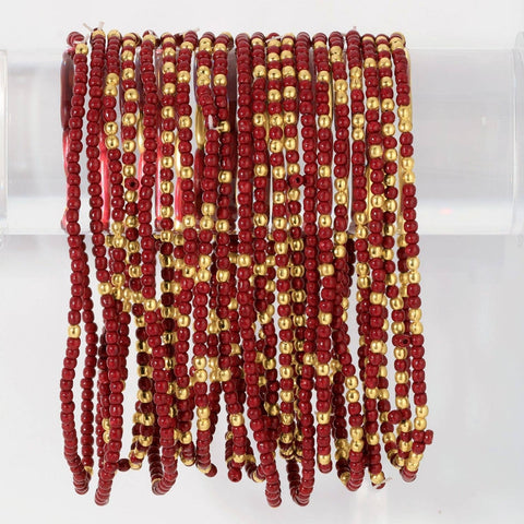 Stretch Seed Bead Solid Game Day Bracelets: Maroon