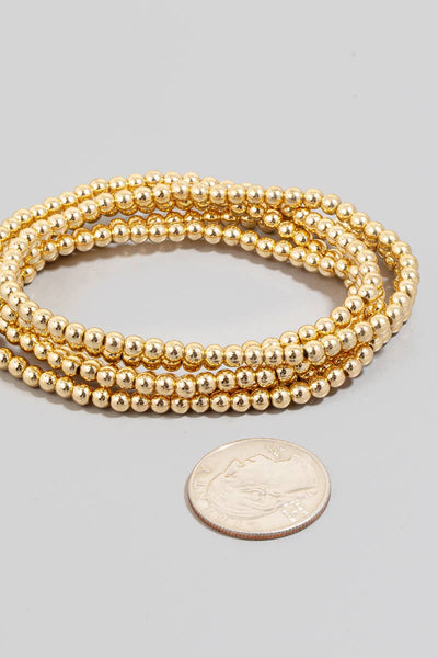 Five Layered Mini Metallic Beaded Bracelet Set: GD