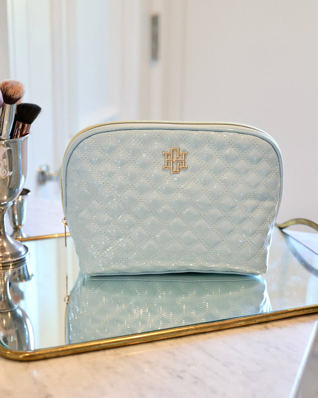 Capri Large Pouch Light Blue Patent