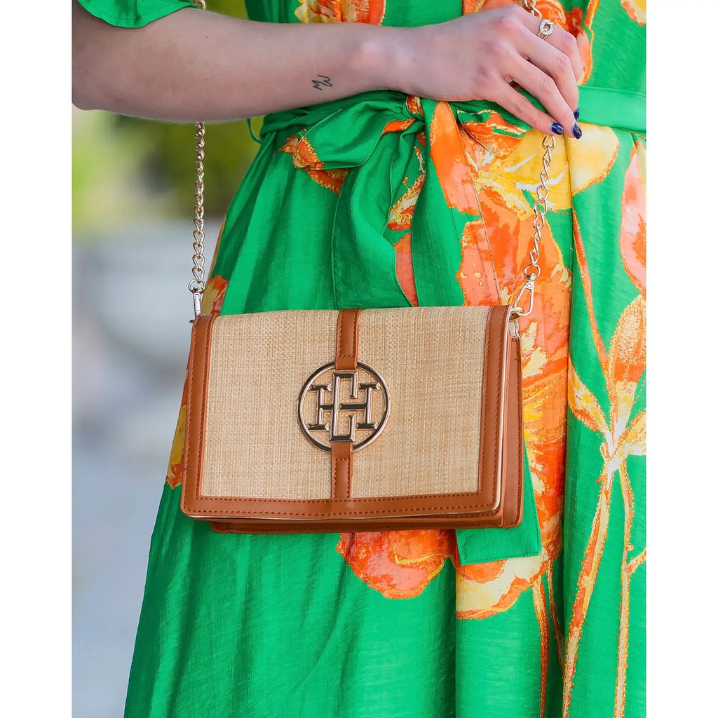 Cecilia Circle Logo Handbag Natural Saddle