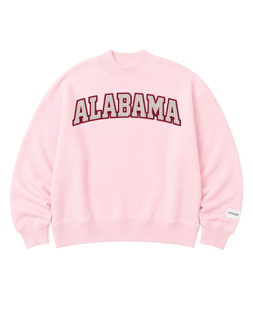 Alabama Pink Houndstooth Mockneck - Pre order