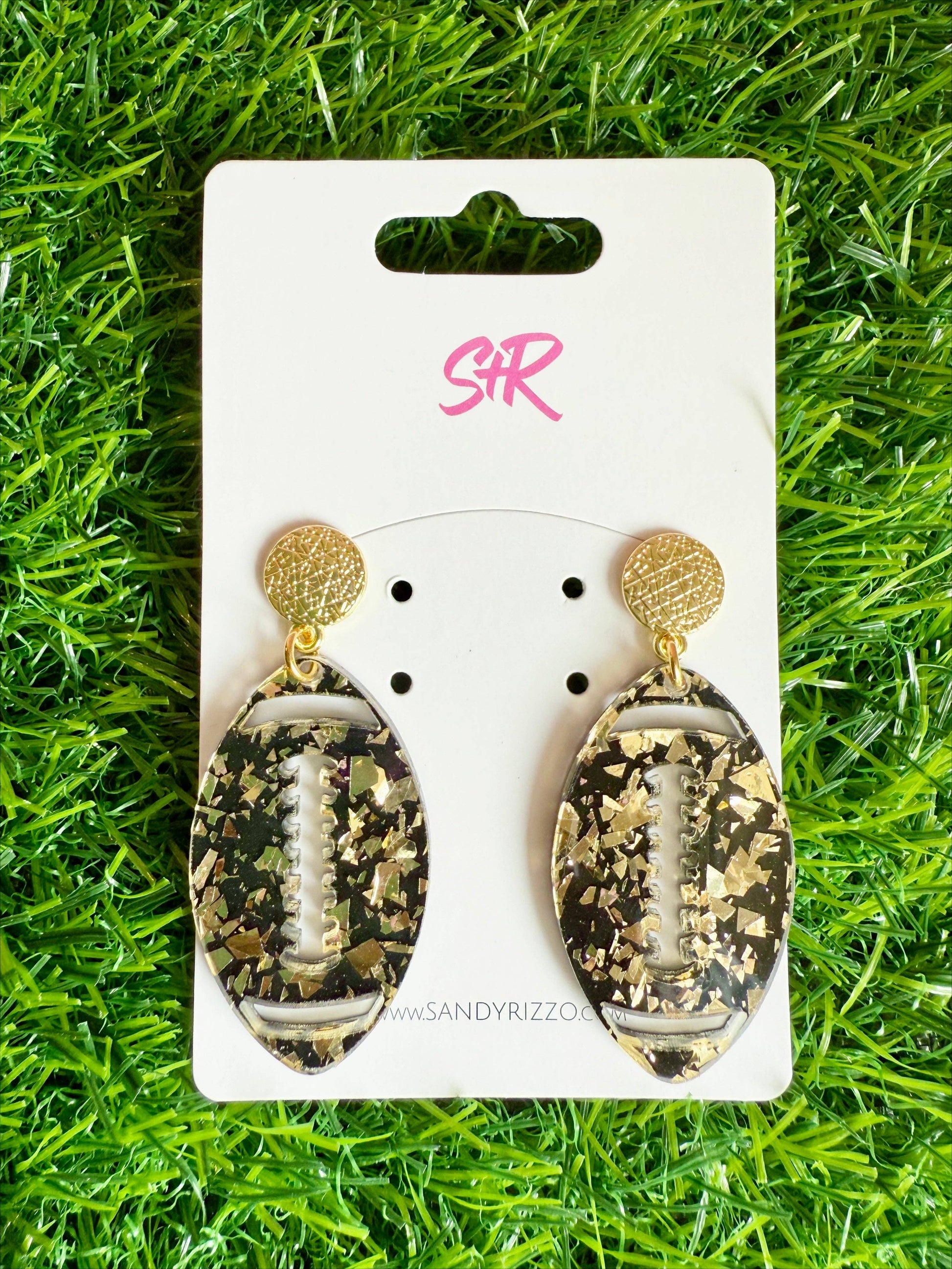 Black and Gold Confetti Football