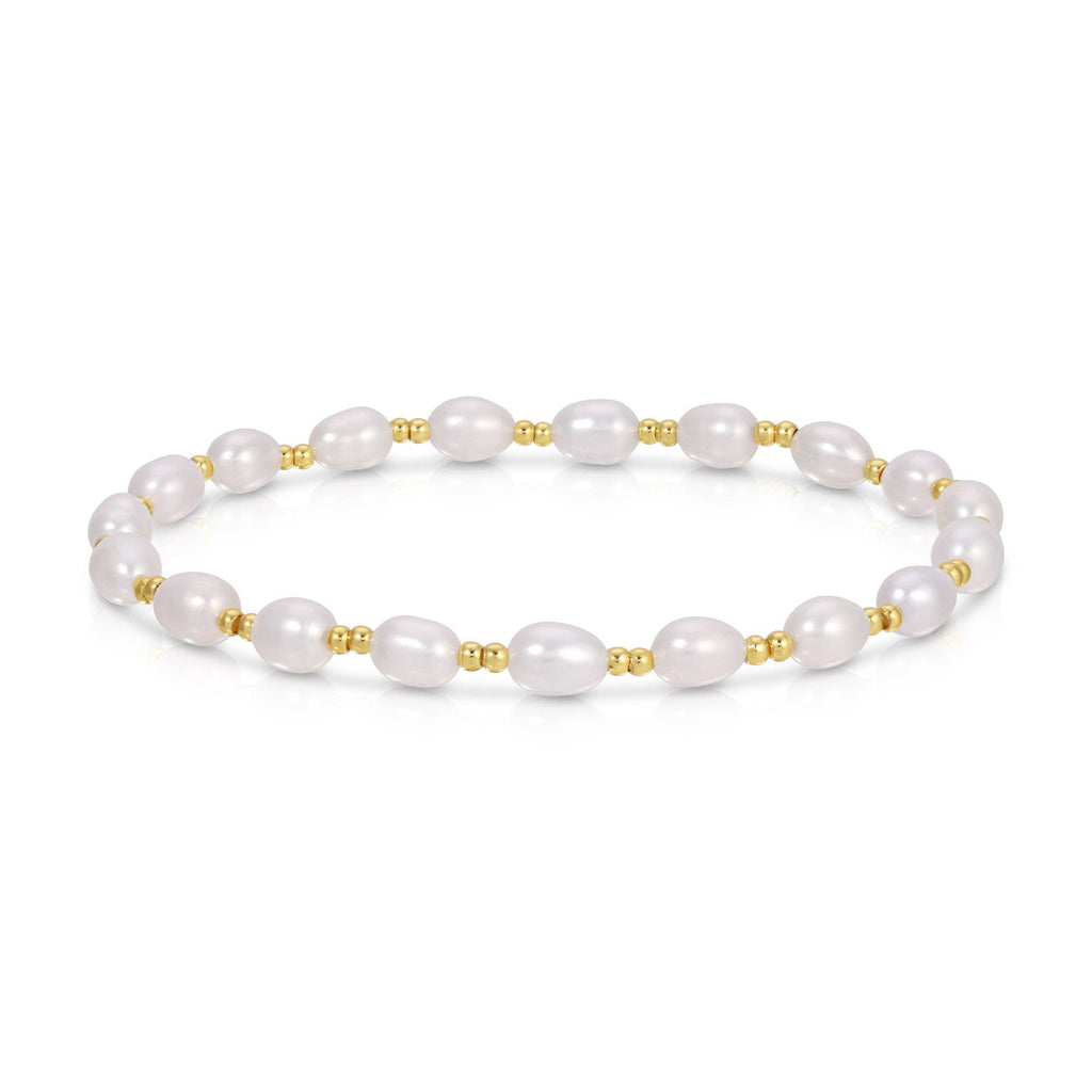 Delicate Pearl Stretch Bracelet: Gold