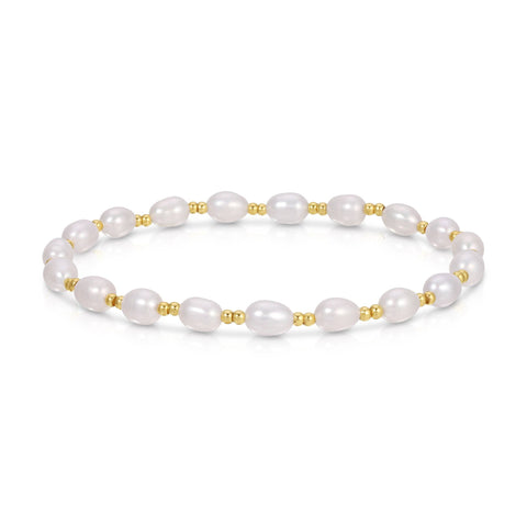 Delicate Pearl Stretch Bracelet: Gold