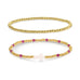 Cross Beaded Bracelet Charm Set: Multi Color