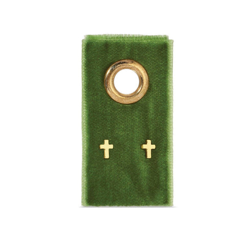 Small Cross Studs On Velvet Gift Tag: Gold
