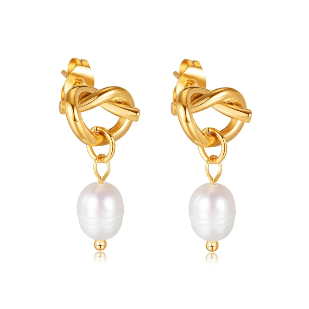 18K Stainless Steel Tarnish Free Pearl Drop Earring