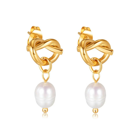 18K Stainless Steel Tarnish Free Pearl Drop Earring