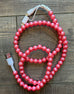 Beaded Phone Charger with Lightning & USB-C Cable: Pink and Coral