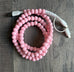 Beaded Phone Charger with Lightning & USB-C Cable: Pink and Coral