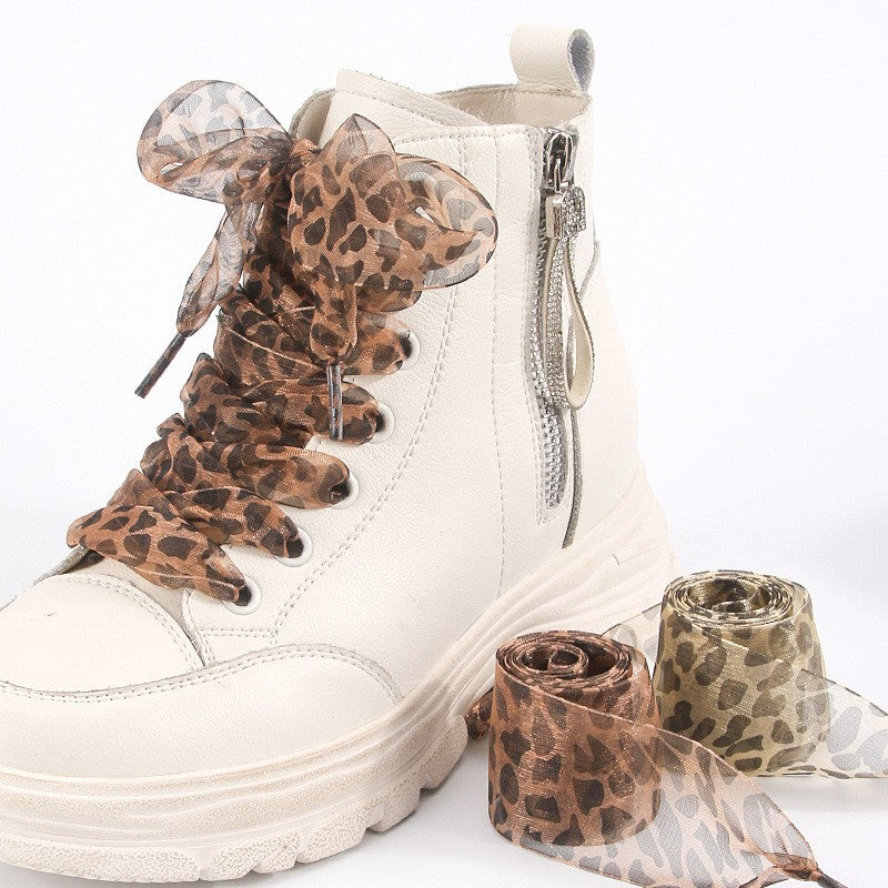 Satin Shoe Lace - Black Leopard