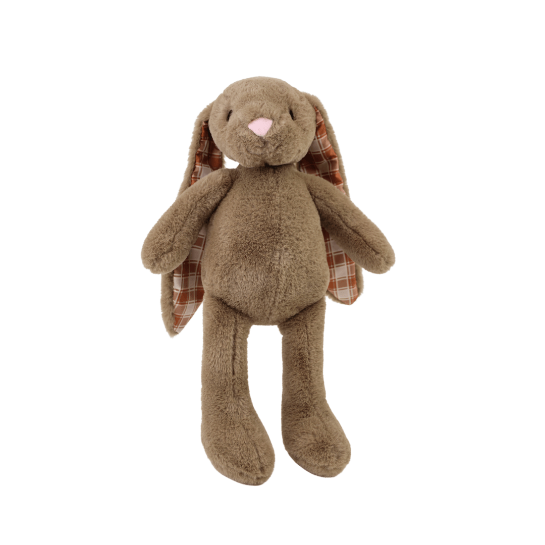 Plushible Plaid Eared Bunny Brown: Plushible 14 Inch Brown Plaid Eared Bunny