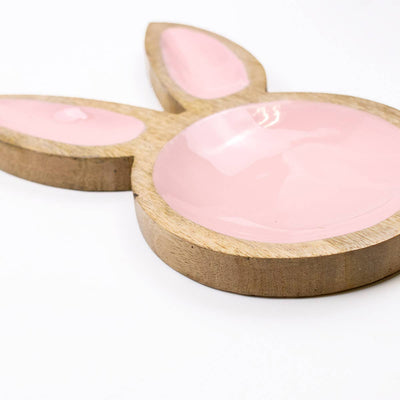 Bunny Serving Dish   Pink/Natural   6.25x11.5