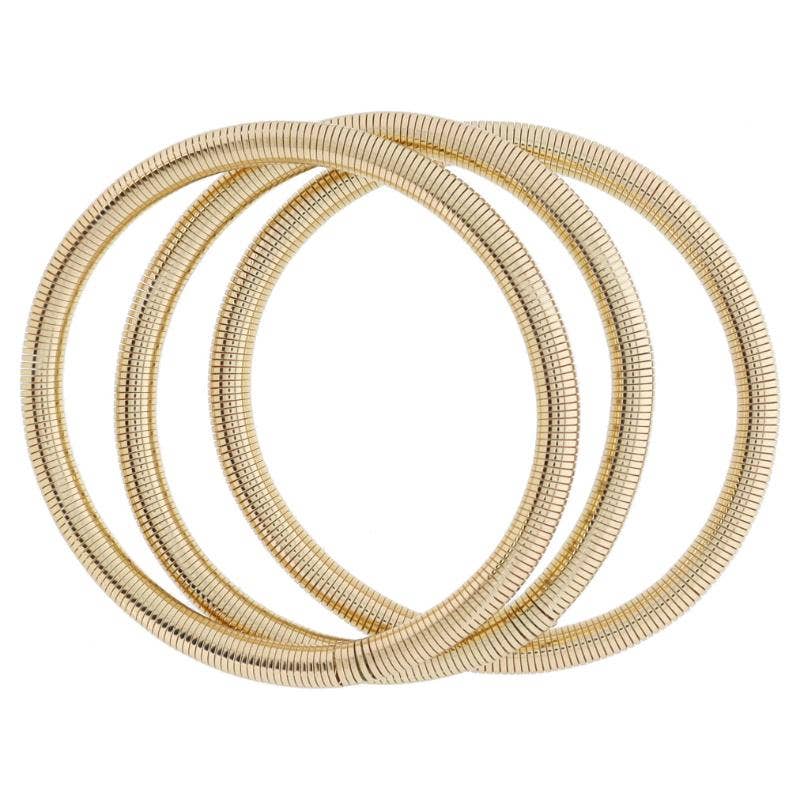 Set of 3, Gold Stretchy Bangles Bracelet