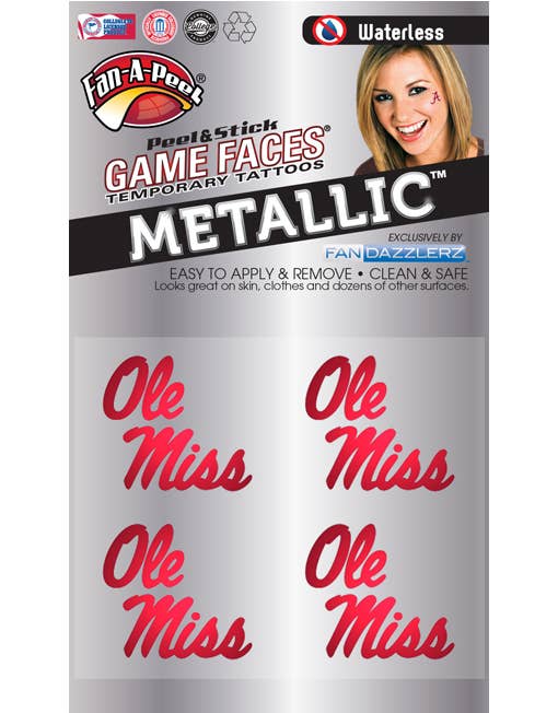 Mississippi Game Faces® Temporary Tattoos