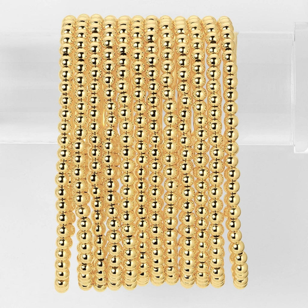 Becky 4mm Bead Stretch Bracelet: Gold