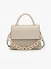 Anne Pleated Crossbody w/ Chain Accent: Off White