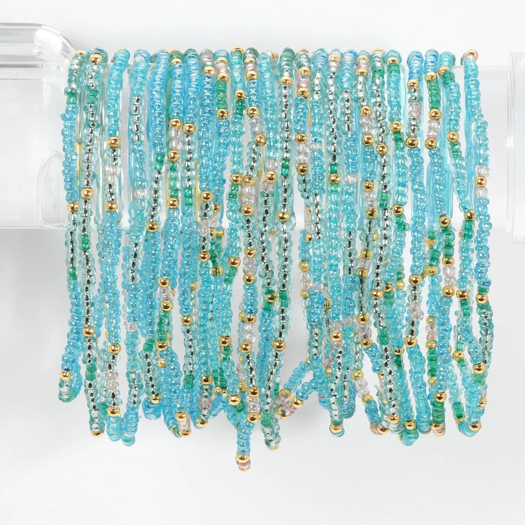 Chloe 2mm Stretch Seed Bead Bracelets: Seaglass