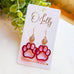 Burgundy Paw Print Earrings “Darby”