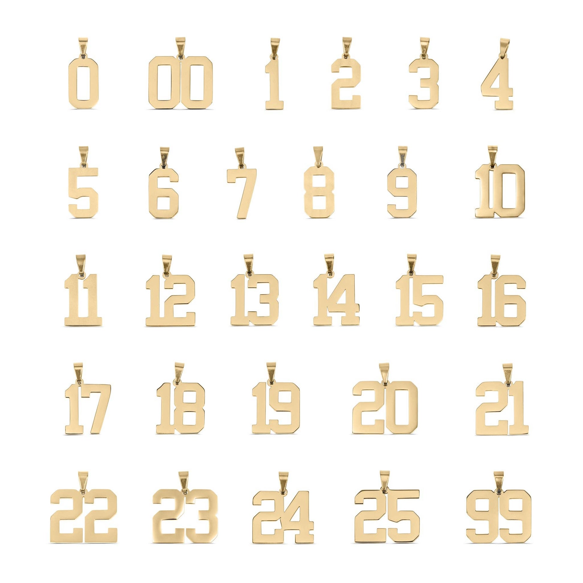 18K Gold Sport Number Pendant