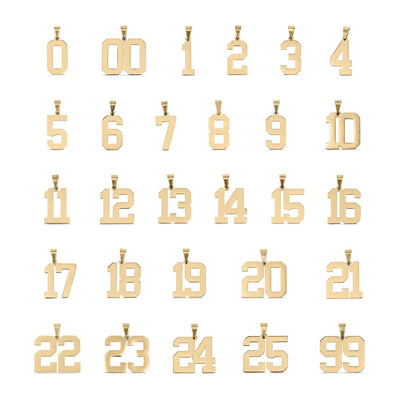 18K Gold Sport Number Pendant