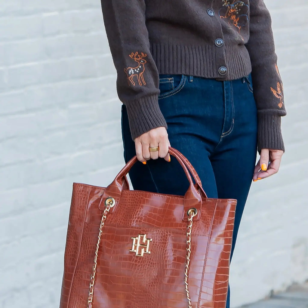 Caroline Hill Kinzley Tote - Saddle EC