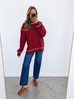 Off Duty Piped Mock Neck Sweatshirt - Maroon