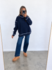 Off Duty Piped Mock Neck Sweatshirt - Ash Grey