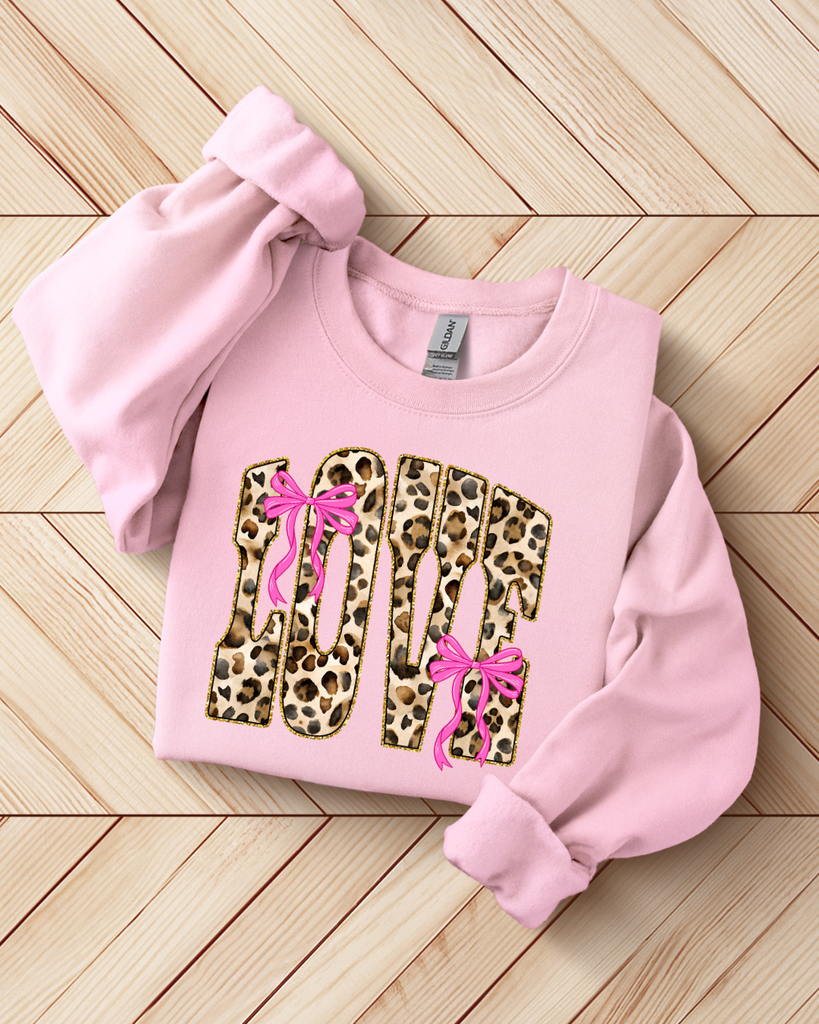 Leopard Print Love Sweatshirt - Pink