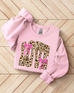 Leopard Print Love Sweatshirt - Pink