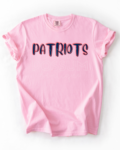Patriots Bubble letter T-shirt -Blossom